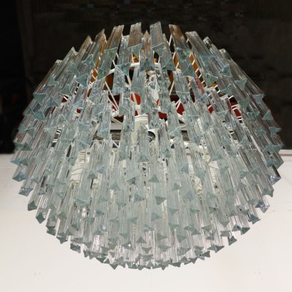 Chandelier Designed for Venini Metal Crystal Vintage Italy 1970s-1980s