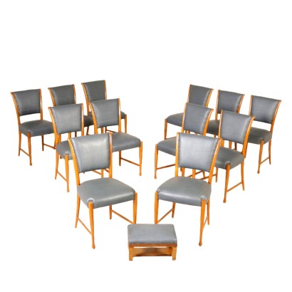 antiquités modernes, antiquités design moderne, chaise, chaise moderne antique, chaise moderne antique, chaise italienne, chaise vintage, chaise 40-50, chaise design 40-50, chaises Enrico et Paolo Borghi, groupe de chaises et repose-pieds.
