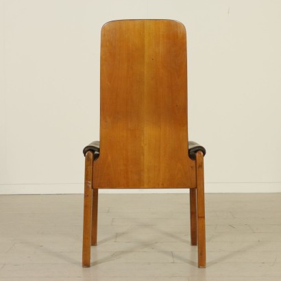 Three Chairs Beech Plywood Leather Vintage Italy 1970s-1980s