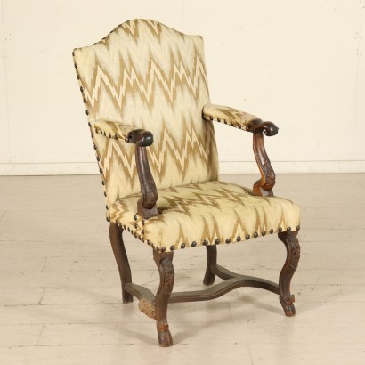 Fauteuil Piémontaise Noyer Italie Première moitié 1700