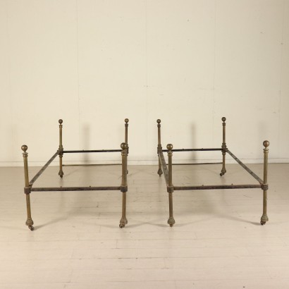 Pair of Iron Beds and Brass