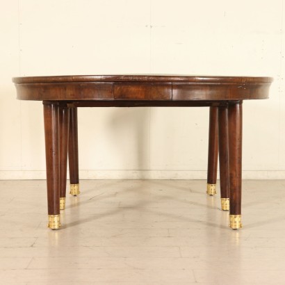 Grand Table Noyer Laiton traité Tissu Italie Deuxième quartier 1800