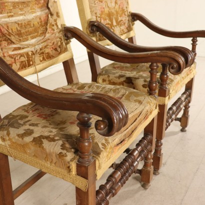 Pair of Impressive Highchairs Walnut Italy Early 1700s