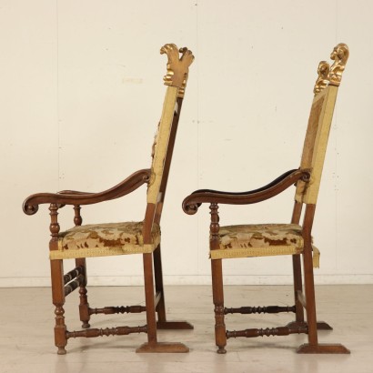 Pair of Impressive Highchairs Walnut Italy Early 1700s