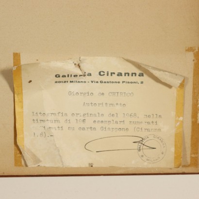 Lithografie von Giorgio De Chirico-rückseite