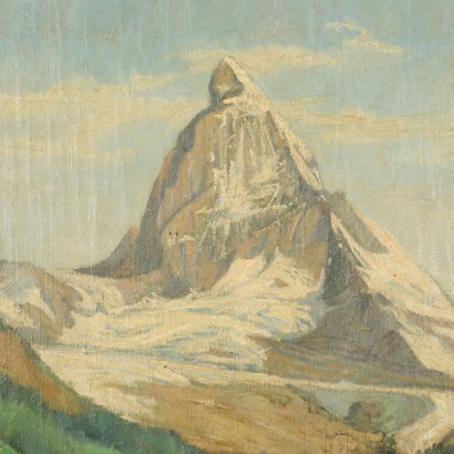 Oil on Canvas "The Matterhorn Seen from Zermatt" by Ezio Parrini