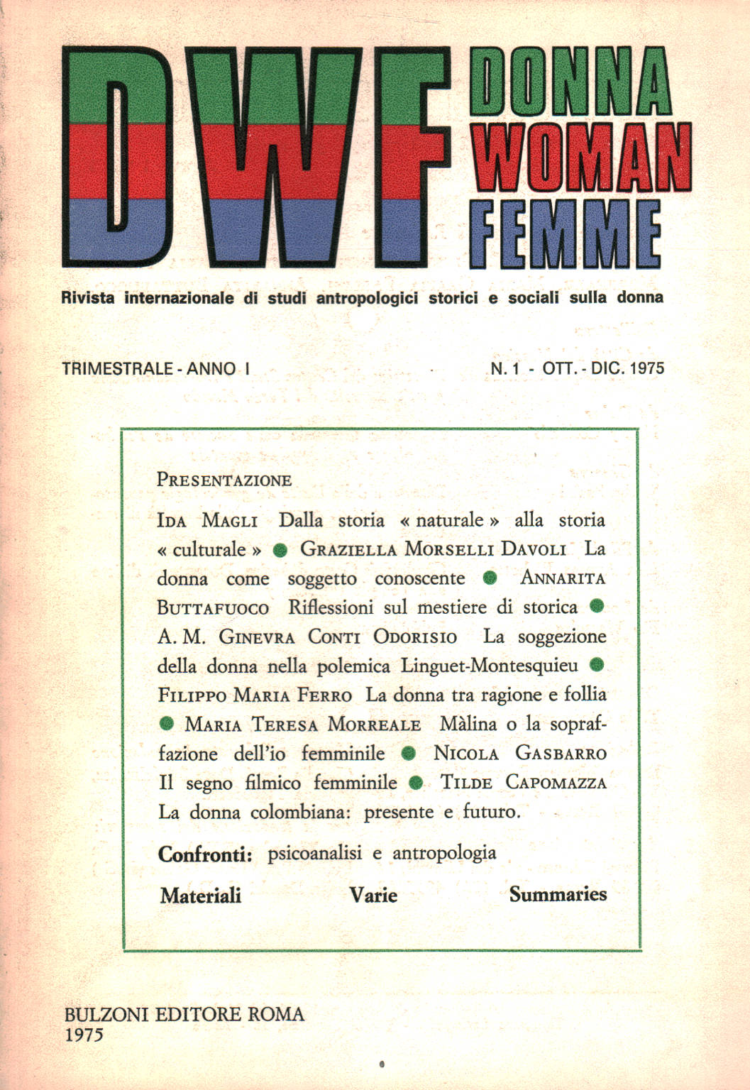 DWD Donna Woman Femme N.1 1975, s.a.