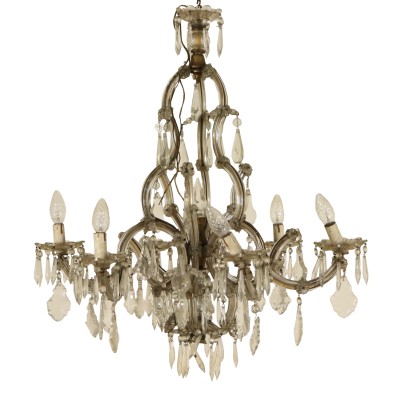 Maria Theresa 3 Arm Glass Chandelier Italy Early 20th Century