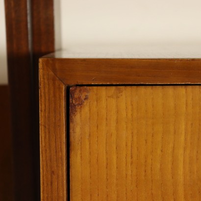 Three Elements Oak Veneered Bookcase Vintage Italy 1960s