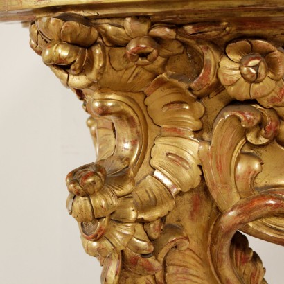 Drop Shaped Console Lacquered Gilded Wood Marble Naples Italy Mid 1700