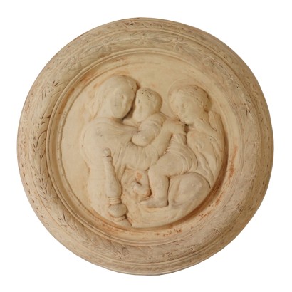 Round Gypsum Sculpture Virgin Mary Italy First Half of 1900s