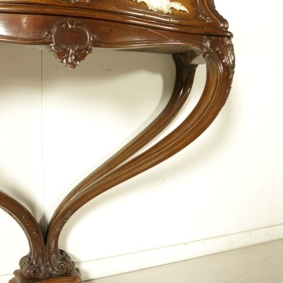 Revival Console Table Walnut Burl Italy First Half of 1900s