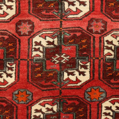 Wool Bukara Carpet Turkmenistan 1940s-1950s Big Knot Handmade