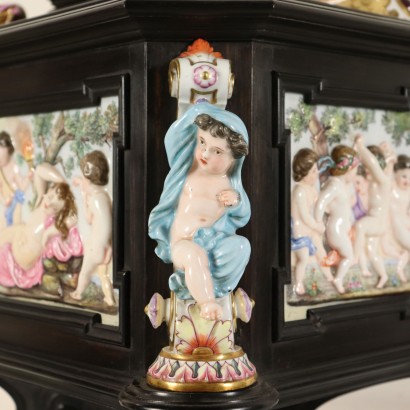 Jewel Box Ebony Capodimonte Ceramic Italy Second Half of 1800s