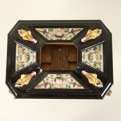 Jewel Box Ebony Capodimonte Ceramic Italy Second Half of 1800s