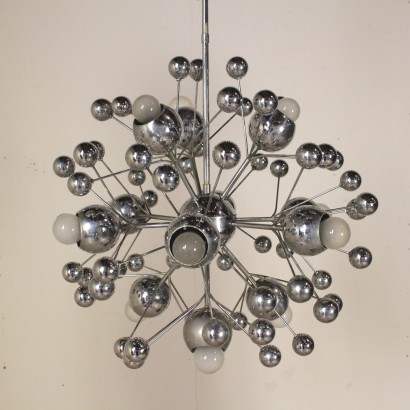 Chromed Aluminium Hanging Lamp Vintage Italy 1960s-1970s