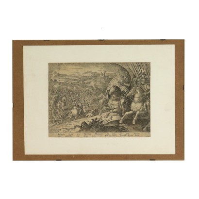 Engraving by Philipp Galle The Battle of the Abbey of Siena Late 1500s