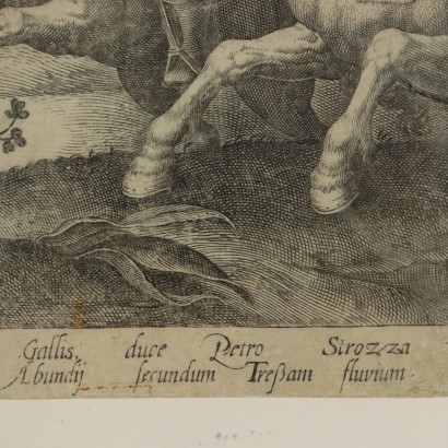 La Bataille de la Badia de Siena Gravure Philipp Galle Fin '500