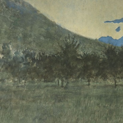 Landscape by Nightfall by Luigi Conconi Mixed Technique Late 1800s