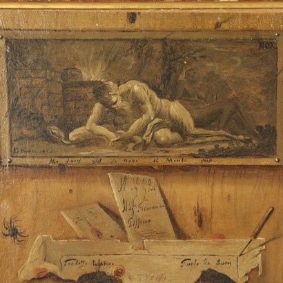 False Board Still Life with Fruit and Bushmeat Trompe l'oeil 1757
