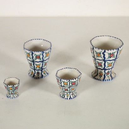 Castelli Ceramic Glass Set Italian Production Vintage 1970s