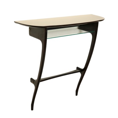 Console Bois teint ébène Formica Verre Italie Années 50