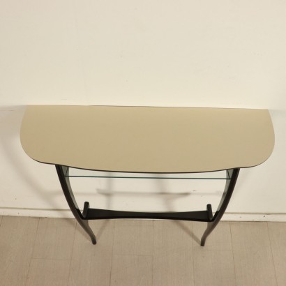 Console Bois teint ébène Formica Verre Italie Années 50