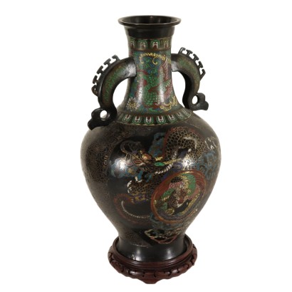 Vase décoré à Cloisonné Bronze Japon Fin '800- Début '900