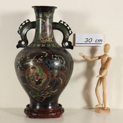 Vase décoré à Cloisonné Bronze Japon Fin '800- Début '900