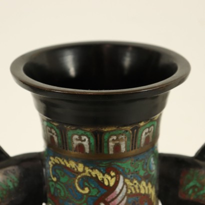 Vase décoré à Cloisonné Bronze Japon Fin '800- Début '900