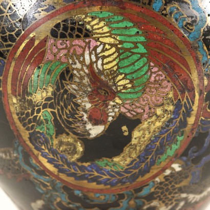 Vase décoré à Cloisonné Bronze Japon Fin '800- Début '900