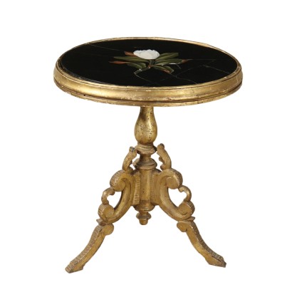 Coffee Table Gilded Wood Marble Italy Mid 1800s