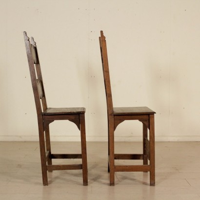 Two Carved Walnut Chairs Italy Early 18th Century