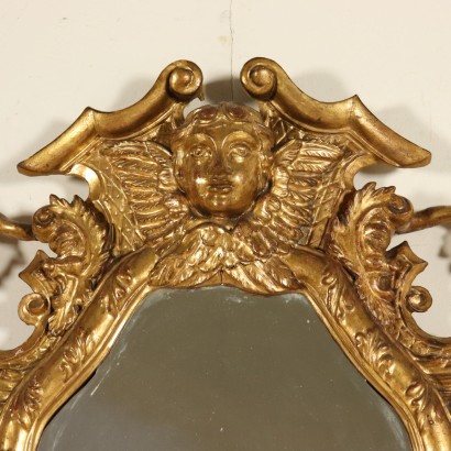 Elegant Louis XV Gilded Wood Mirror Italy Mid 18th Century
