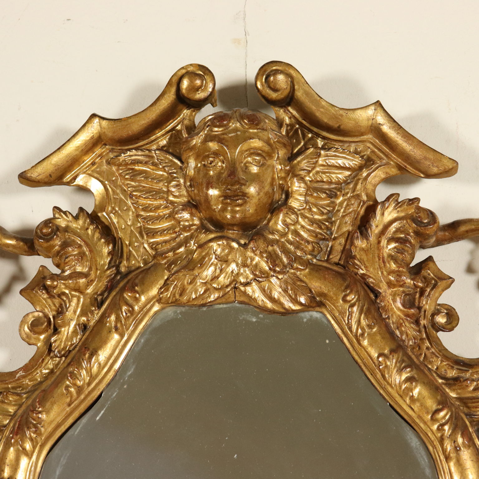 Elegant Louis Xv Gilded Wood Mirror Italy Mid 18th Century