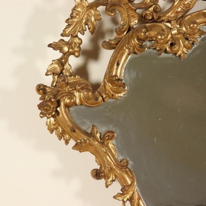 Elegant Miroir Louis XV Bois doré Fabriqué en Italie Moitié '700