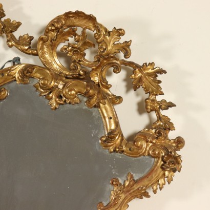 Elegant Miroir Louis XV Bois doré Fabriqué en Italie Moitié '700