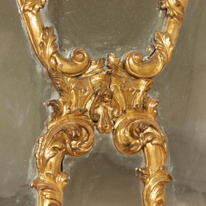 Elegant Miroir Louis XV Bois doré Fabriqué en Italie Moitié '700