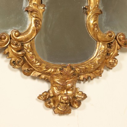 Elegant Miroir Louis XV Bois doré Fabriqué en Italie Moitié '700