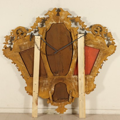 Elegant Miroir Louis XV Bois doré Fabriqué en Italie Moitié '700