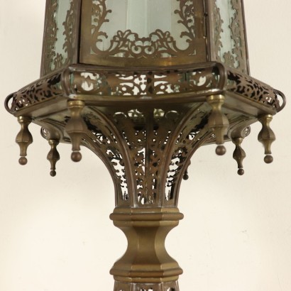 Lampe de Table Laiton Bronze Verre Italie XIXeme - XXeme siècle