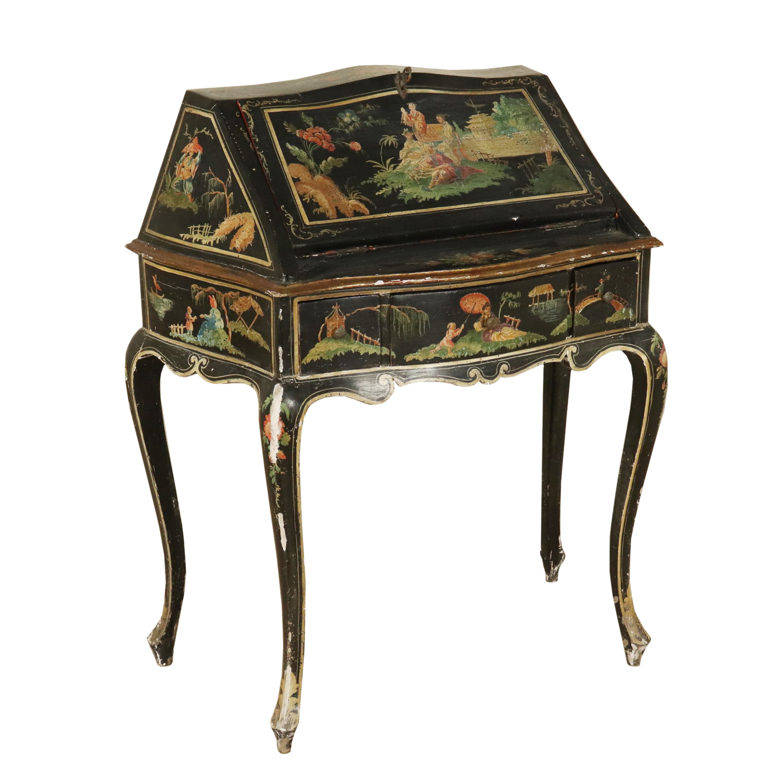 Chinoiserie Drop Leaf Secretary Desk Italy First Half Of 1900s