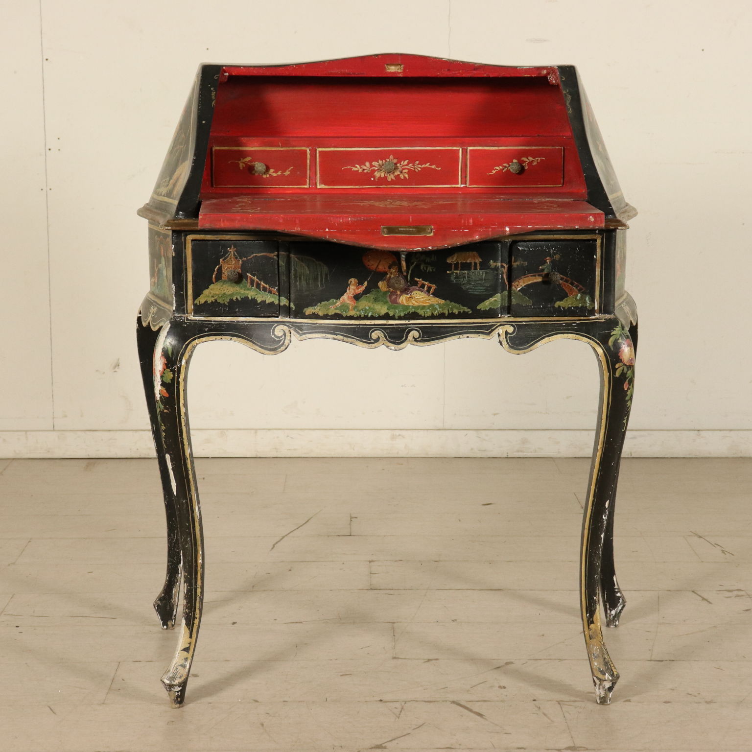 Chinoiserie Drop Leaf Secretary Desk Italy First Half Of 1900s