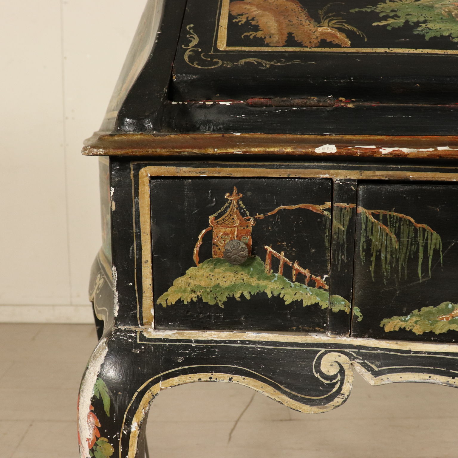 Chinoiserie Drop Leaf Secretary Desk Italy First Half Of 1900s