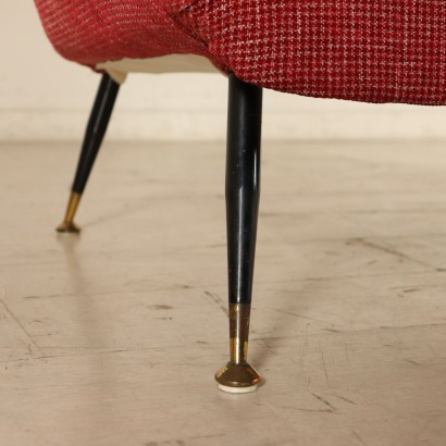 Three-Seater Sofa Foam Fabric Metal Brass Vintage Italy 1960s