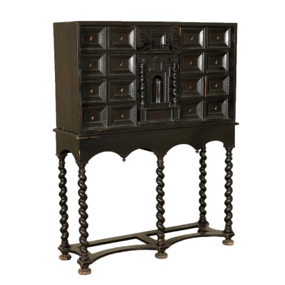 Elegant Dutch Ebony Coin Cabinet Holland 18th Century