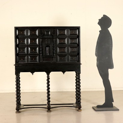 Elegant Dutch Ebony Coin Cabinet Holland 18th Century