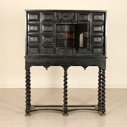 Elegant Dutch Ebony Coin Cabinet Holland 18th Century