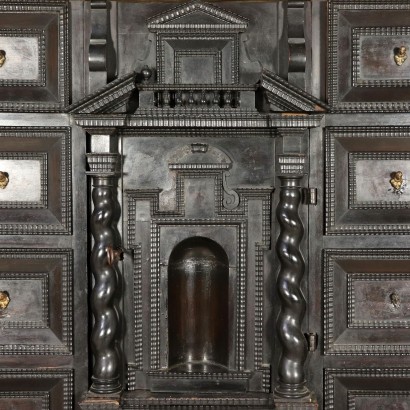 Elegant Dutch Ebony Coin Cabinet Holland 18th Century