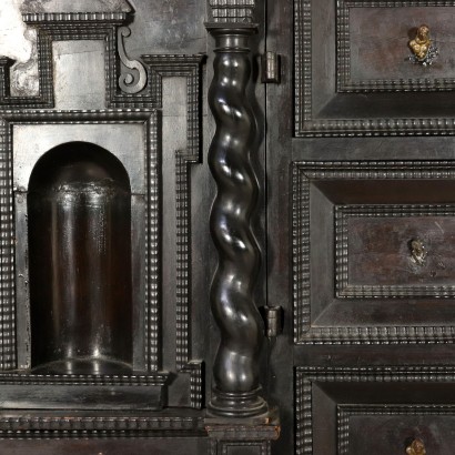 Elegant Dutch Ebony Coin Cabinet Holland 18th Century